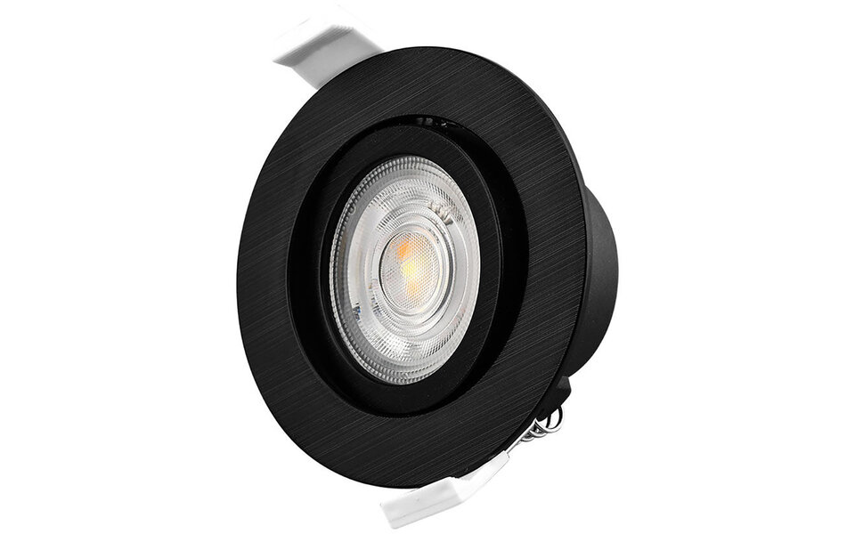 HLW LED Brinton Dimbare LED Spot 7W - Inbouw LED Downlight Warm Wit 2700-3000K Zwart HLW LED Brinton Dimbare LED Spot 7W - Inbouw LED Downlight Warm Wit 2700-3000K Zwart