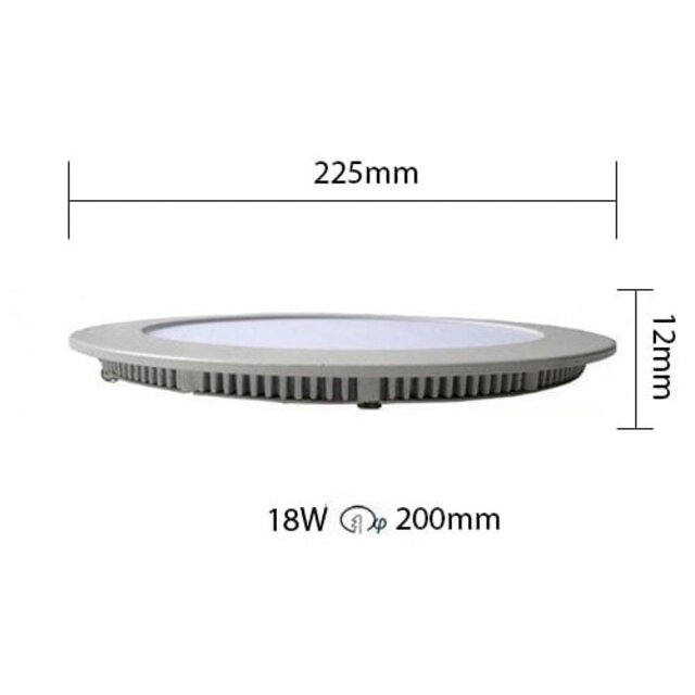rond LED downlight slim inbouw 18W natuurlijk wit 4200K diameter 225mm lichtopbrengst 1850 lumen