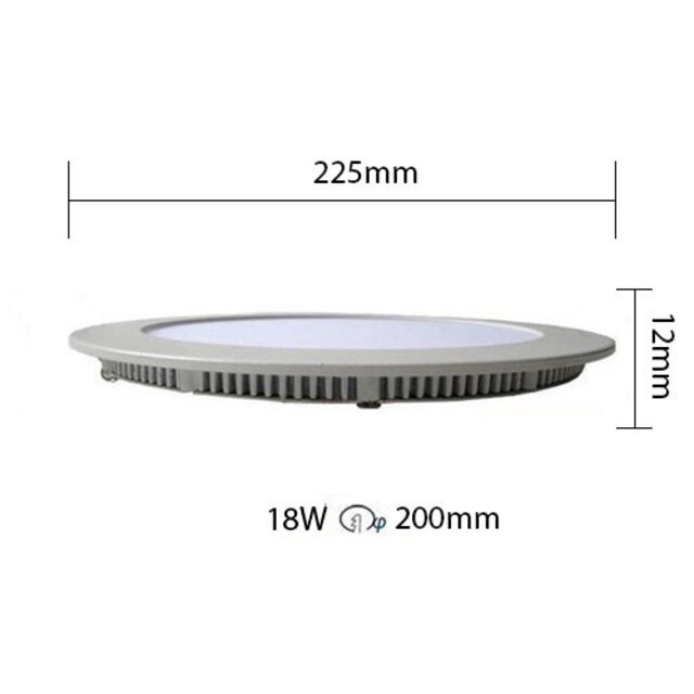 Ronde LED downlight inbouwlamp 18W warm wit 2700K met diameter 225mm en 1850 lumen lichtopbrengst