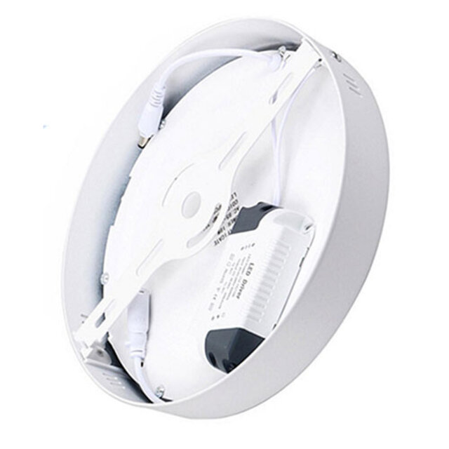 HLW LED LED Downlight Opbouw Rond 18W - Natuurlijk Wit 4200K, Mat Wit Aluminium Ø225mm