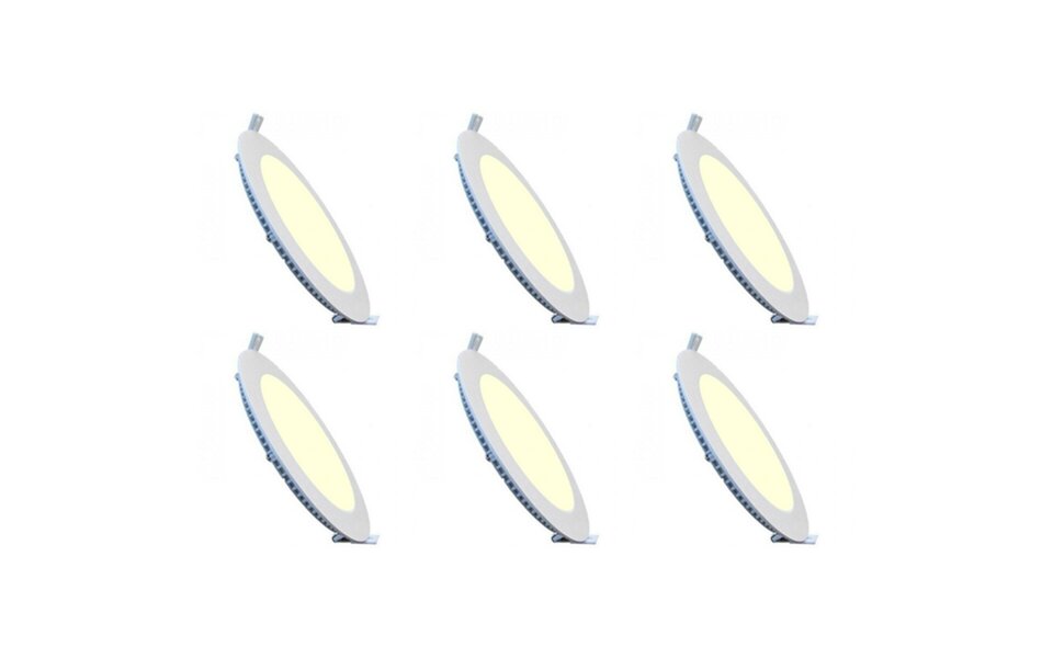 HLW LED Recessed LED Downlight Slim 6 Pack - Dimmable 3W Warm White 2700K Matte White Aluminum