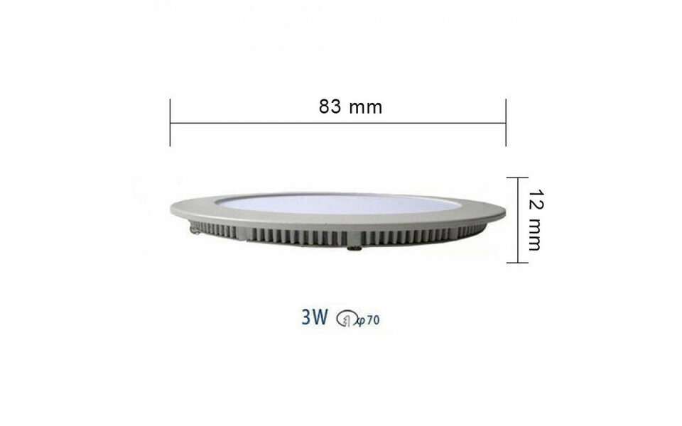 HLW LED Recessed LED Downlight Slim 3W - Round, Matte Black, Natural White 4200K, Ø83mm Aluminum
