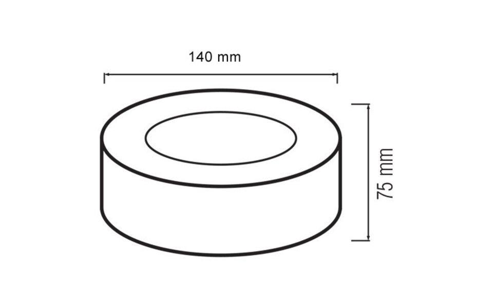 HLW LED Surface-Mounted LED Downlight 10W - Round Matte Black LED Lamp Natural White 4200K Ø140mm