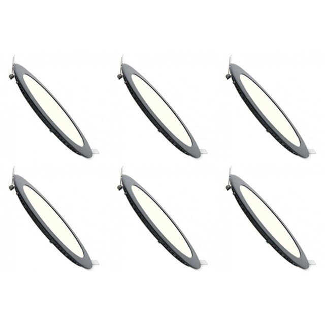 LED Downlight Slim 6 Pack - Inbouw LED Lamp 3W Mat Zwart Binnenverlichting