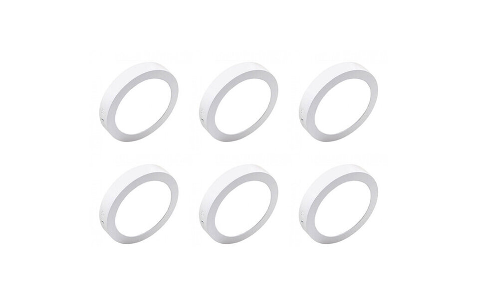 HLW LED LED Downlight 6 Pack - Surface-Mounted LED Downlight 12W Cool White 6000K Round Ø170mm