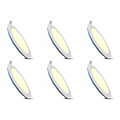 LED Downlight Slim 6 Pack - Inbouw Rond 12W Warm Wit 2700K Mat Wit Aluminium