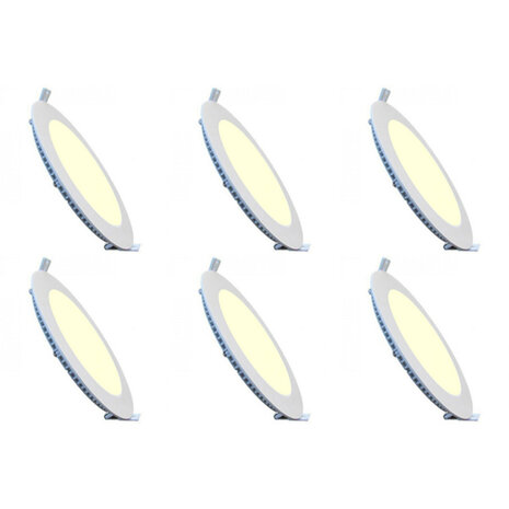 LED Downlight Slim 6 Pack - Inbouw Rond 12W Warm Wit 2700K Mat Wit Aluminium LED Downlight Slim 6 Pack - Inbouw Rond 12W Warm Wit 2700K Mat Wit Aluminium