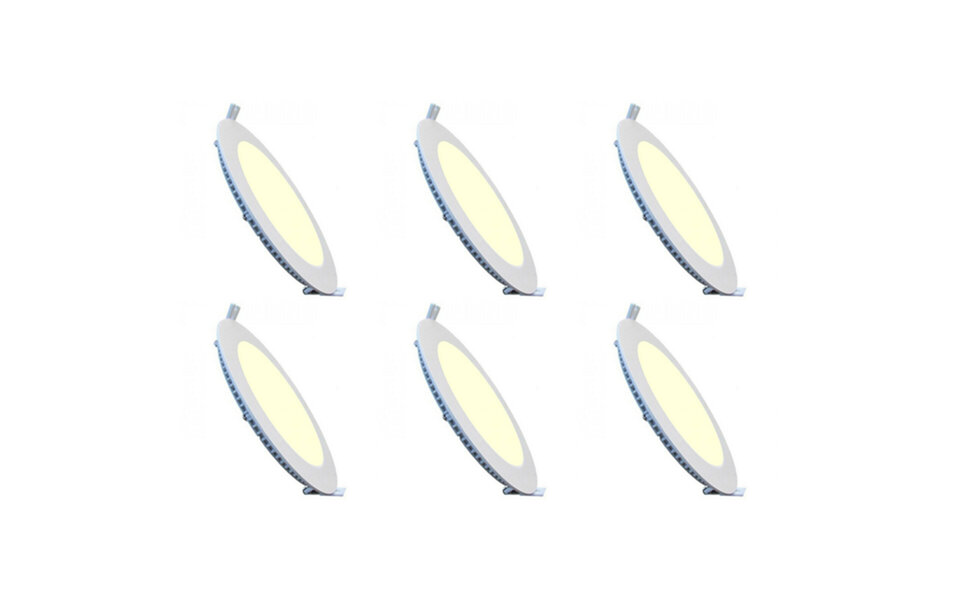 HLW LED LED Downlight Slim 6 Pack - Inbouw Rond 12W Warm Wit 2700K Mat Wit Aluminium