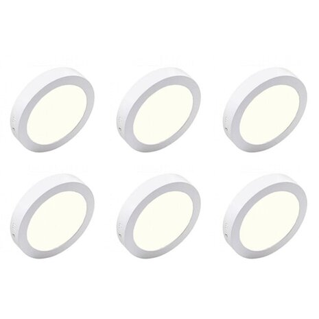Opbouw LED Downlight 6 Pack 18W - Ronde LED Lamp Ø225mm Natuurlijk Wit Opbouw LED Downlight 6 Pack 18W - Ronde LED Lamp Ø225mm Natuurlijk Wit