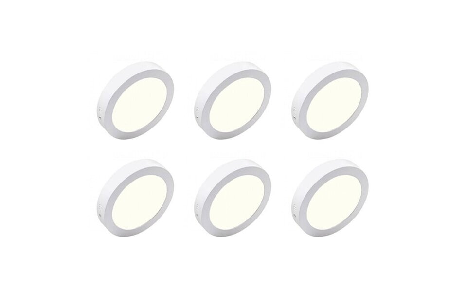 HLW LED Opbouw LED Downlight 6 Pack 18W - Ronde LED Lamp Ø225mm Natuurlijk Wit