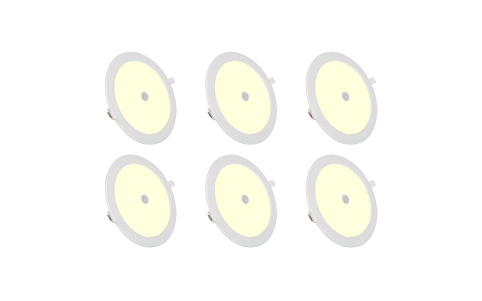 HLW LED LED Downlight Recessed Round 12W With Sensor - Warm White 2700K-3000K, 6 Pack HLW LED LED Downlight Recessed Round 12W With Sensor - Warm White 2700K-3000K, 6 Pack