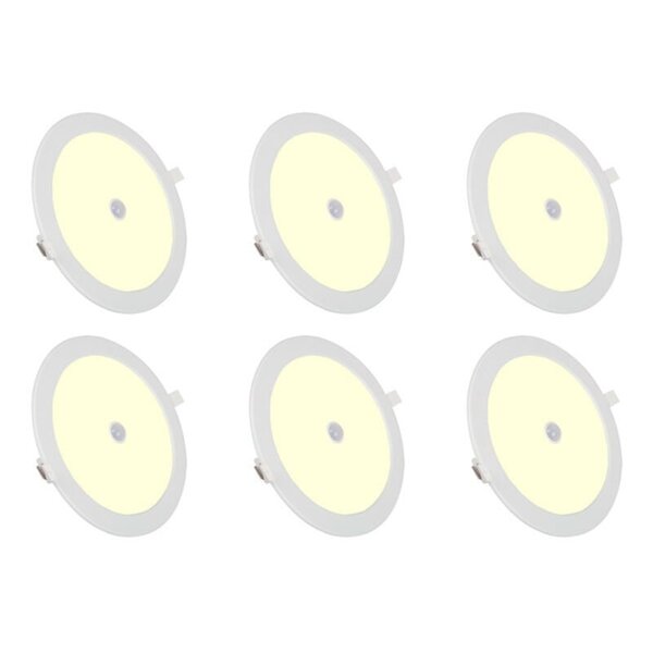HLW LED LED Downlight Inbouw Rond 12W Met Sensor - Warm Wit 2700K-3000K, 6 Pack HLW LED LED Downlight Inbouw Rond 12W Met Sensor - Warm Wit 2700K-3000K, 6 Pack