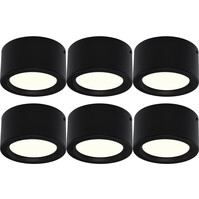 LED Downlight 6 Pack 10W - Surface-Mounted LED Lamp Matte Black Ø140mm LED Downlight 6 Pack 10W - Surface-Mounted LED Lamp Matte Black Ø140mm