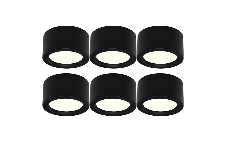 HLW LED LED Downlight 6 Pack - Surface-Mounted LED Lamp 10W Natural White 4200K Matte Black Ø140mm HLW LED LED Downlight 6 Pack - Surface-Mounted LED Lamp 10W Natural White 4200K Matte Black Ø140mm
