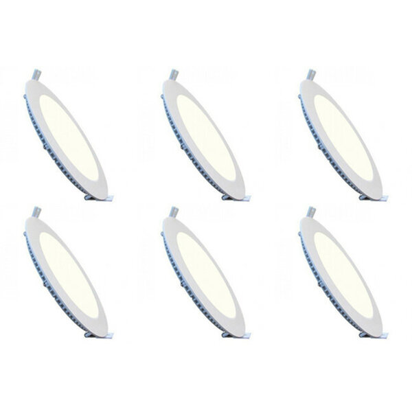HLW LED LED Downlight Slim 6 Pack - Inbouw Rond 12W LED Lamp Natuurlijk Wit 4200K HLW LED LED Downlight Slim 6 Pack - Inbouw Rond 12W LED Lamp Natuurlijk Wit 4200K