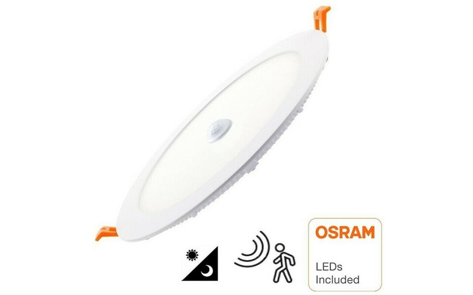 HLW LED Recessed LED Downlight Slim 22W with PIR Sensor - Warm White 2700K, Round, Matte White