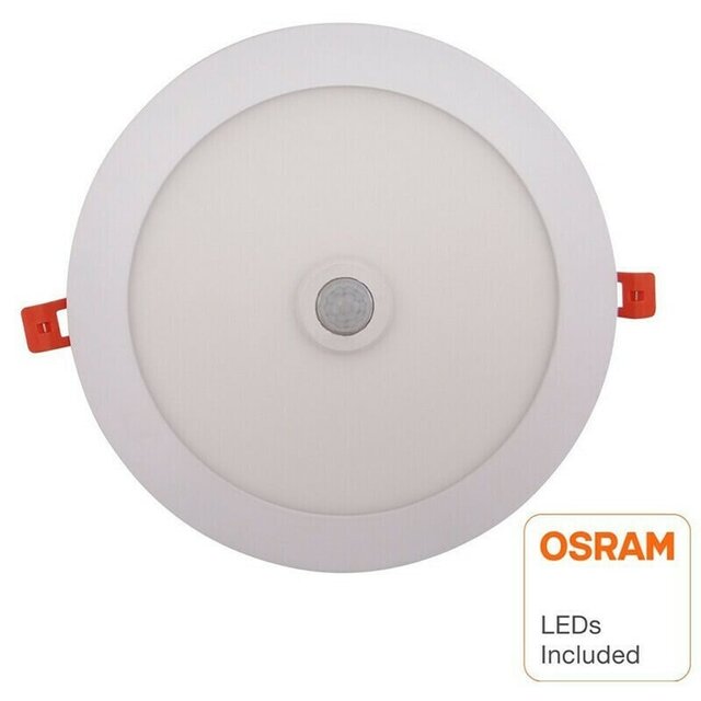 HLW LED Recessed LED Downlight Slim 22W with PIR Sensor - Warm White 2700K, Round, Matte White