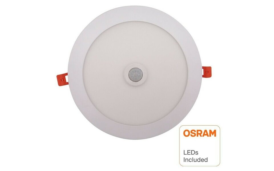 HLW LED Recessed LED Downlight Slim 22W with PIR Sensor - Warm White 2700K, Round, Matte White