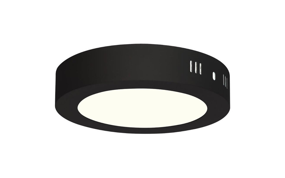 HLW LED LED Downlight 12W - Natural White 4200K - Surface Mounted Round Matte Black Ø170mm