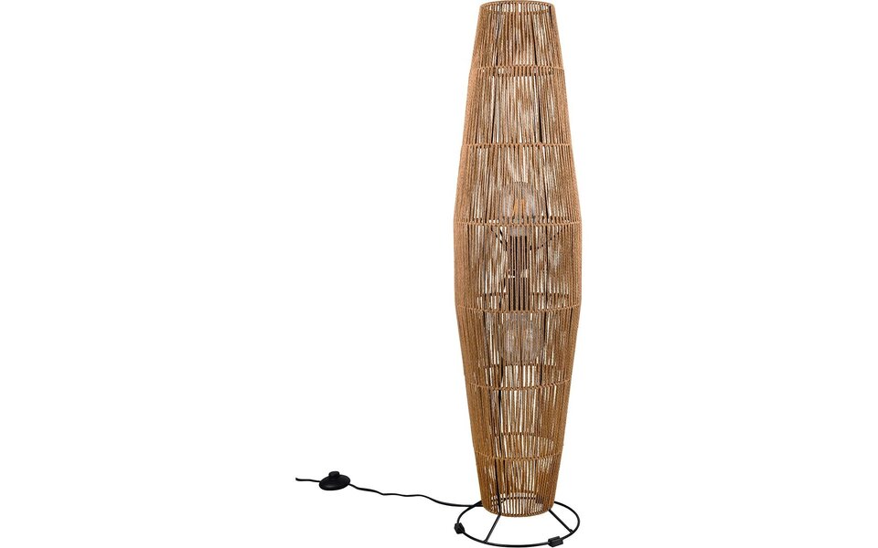 HLW LED LED Floor Lamp Trion Kimi - 2-light round LED lamp with E27 fitting, brown paper