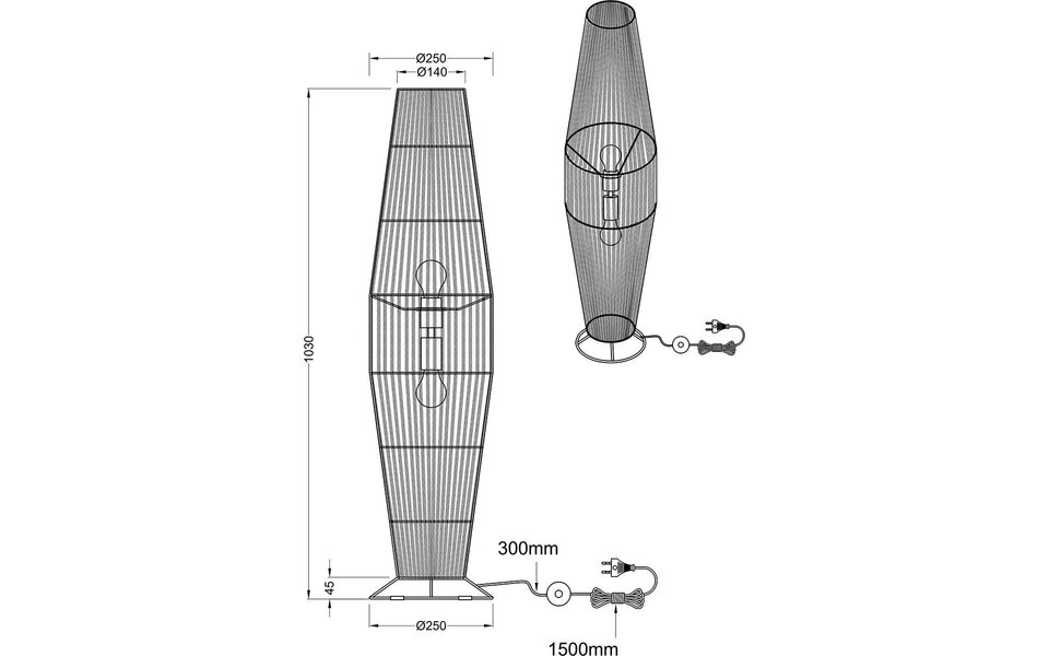 HLW LED LED Vloerlamp Trion Kimi - 2-lichts ronde LED lamp met E27 fitting, bruin papier HLW LED LED Vloerlamp Trion Kimi - 2-lichts ronde LED lamp met E27 fitting, bruin papier