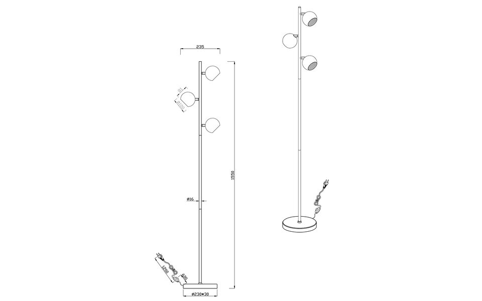 HLW LED LED Floor Lamp Trion Dakani - Black 3-light floor lamp with G9 fitting HLW LED LED Floor Lamp Trion Dakani - Black 3-light floor lamp with G9 fitting