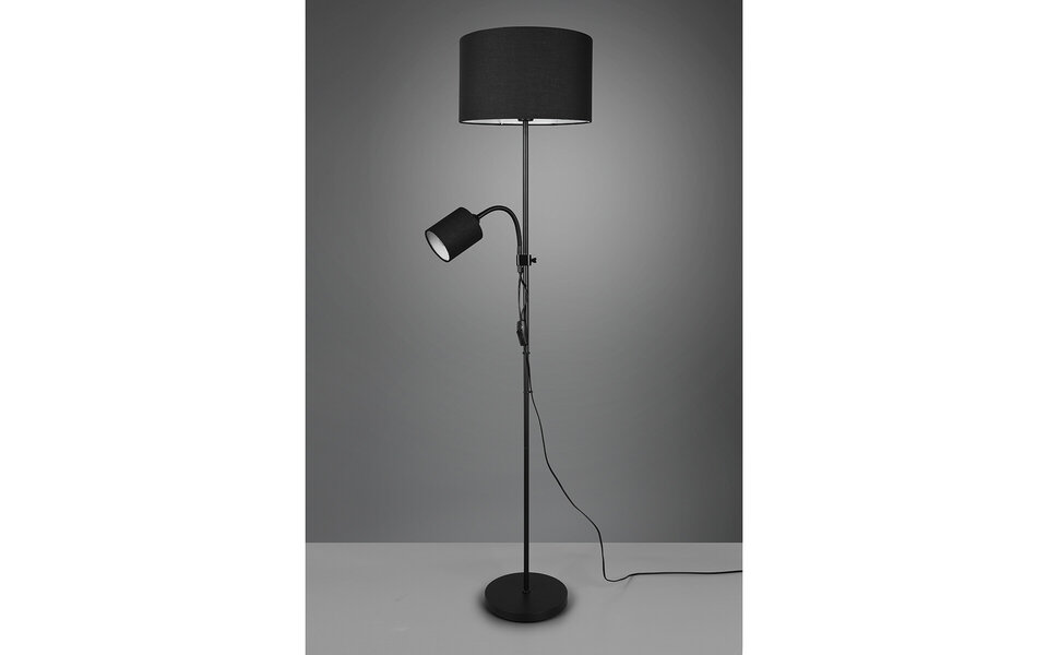 HLW LED Stijlvolle LED Vloerlamp Trion Owino - Mat Zwarte Vloerlamp met 2 Lichtpunten