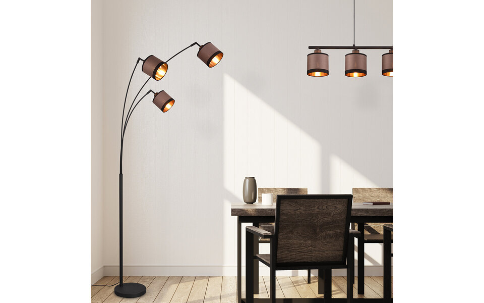 HLW LED LED Vloerlamp Trion Vamos - 3-lichts Mat Zwarte Metalen Vloerlamp