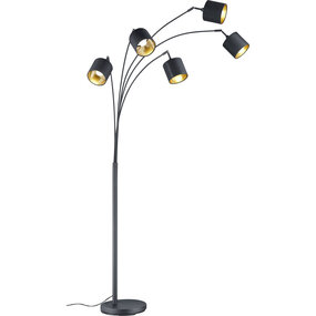 LED Vloerlamp Trion Torry - Zwart/Goud - 5-lichts - 28W LED LED Vloerlamp Trion Torry - Zwart/Goud - 5-lichts - 28W LED