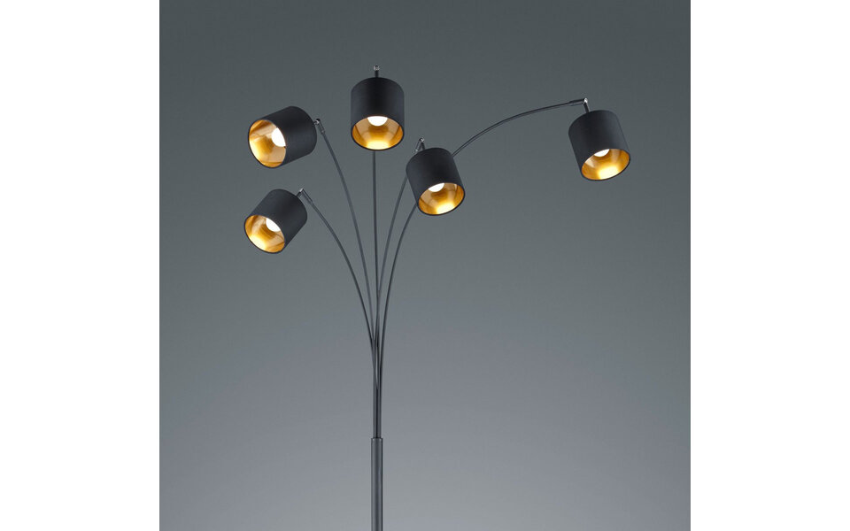 HLW LED LED Floor Lamp Trion Torry - Matte Black & Gold Floor Lamp - 5-light - 28W LED