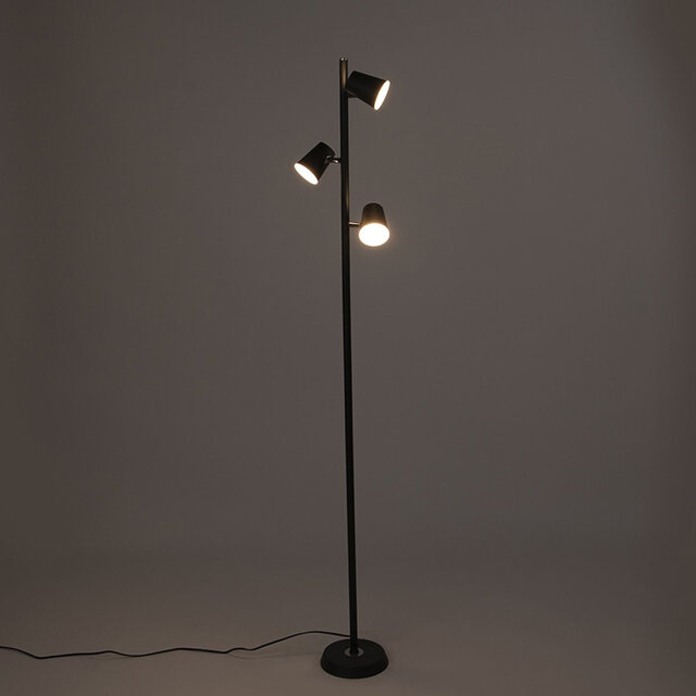 HLW LED LED Vloerlamp Dimbaar - Zwarte & Witte Vloerlamp met Warm Wit 2700K-3000K, 7W LED