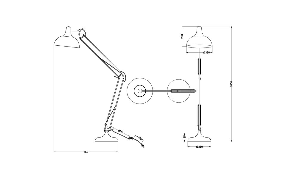 HLW LED Verstelbare LED Vloerlamp Trion Salvy - Mat Zwarte Aluminium LED Lamp