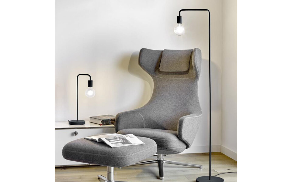 HLW LED LED Vloerlamp Trion Dolla - Mat Zwarte Aluminium Vloerlamp met E27 Fitting