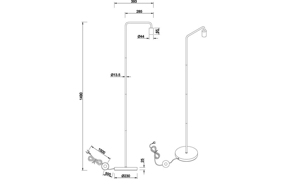 HLW LED LED Vloerlamp Trion Dolla - Mat Zwarte Aluminium Vloerlamp met E27 Fitting