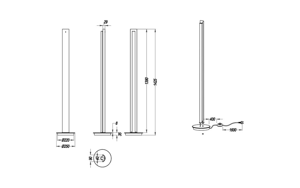 HLW LED Dimmable LED Floor Lamp Trion Texy - Warm White 2700K–3000K - 15W - Matte Black & White HLW LED Dimmable LED Floor Lamp Trion Texy - Warm White 2700K–3000K - 15W - Matte Black & White