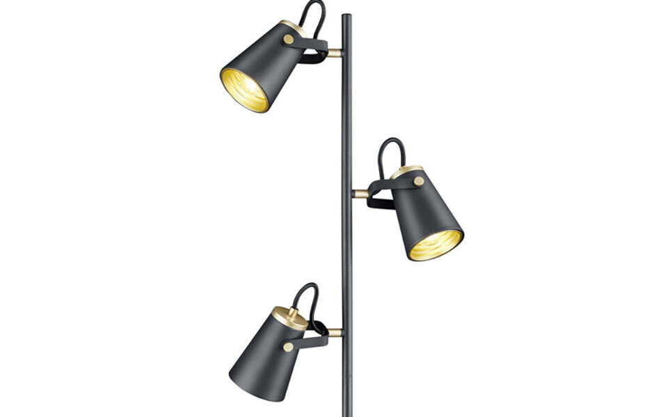 HLW LED LED Vloerlamp Trion Edwy - Mat Zwarte 3-lichts Vloerlamp met E14 fitting