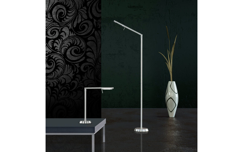 HLW LED Dimmable LED Floor Lamp 6W with Warm White 2700K–3000K - White Floor Lamp in Matte Nickel