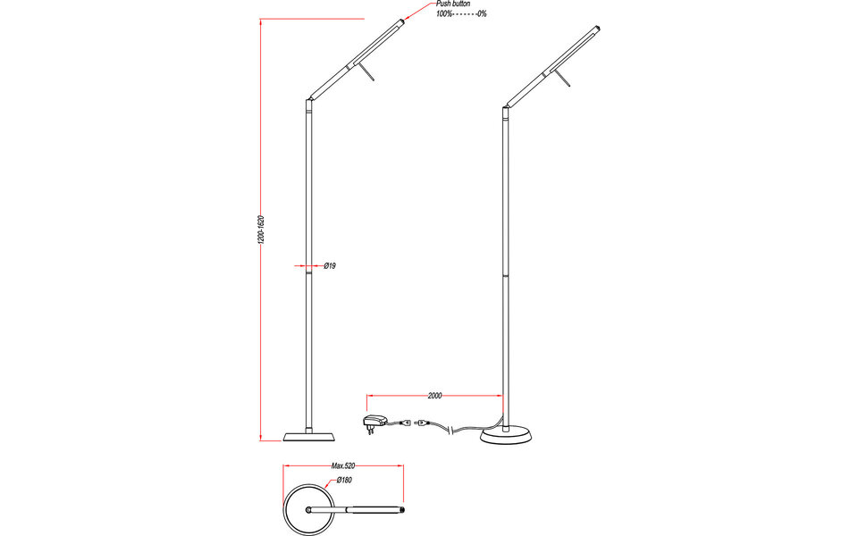 HLW LED Dimmable LED Floor Lamp 6W with Warm White 2700K–3000K - White Floor Lamp in Matte Nickel