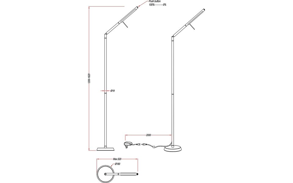 HLW LED LED Floor Lamp 6W Dimmable - Matte Black & White, Warm White 2700K–3000K, Modern Design