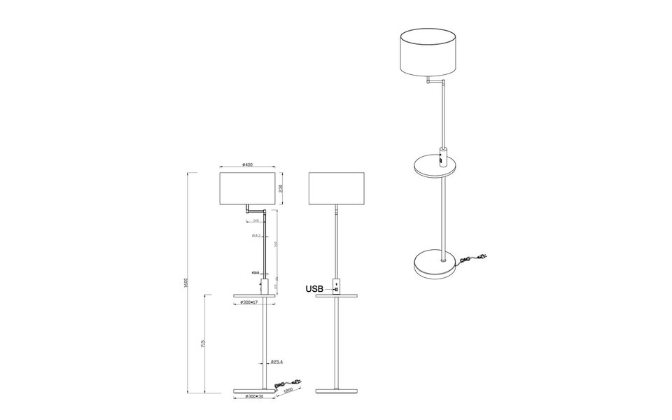 HLW LED Stylish LED Floor Lamp Trion Cliso with E27 fitting and adjustable arms