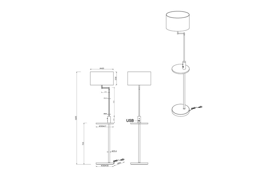 HLW LED LED Floor Lamp Trion Cliso - Matte Black LED Floor Lamp with Round Aluminum Shape