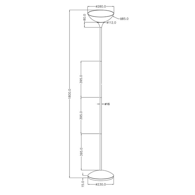 HLW LED Modern LED Floor Lamp Trion Dozwi with Matte Titanium, Aluminum, and E27 Socket