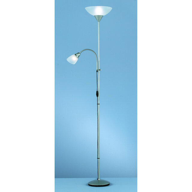 HLW LED LED Vloerlamp Trion Erza met dubbele lichtpunten, mat titaan en aluminium HLW LED LED Vloerlamp Trion Erza met dubbele lichtpunten, mat titaan en aluminium