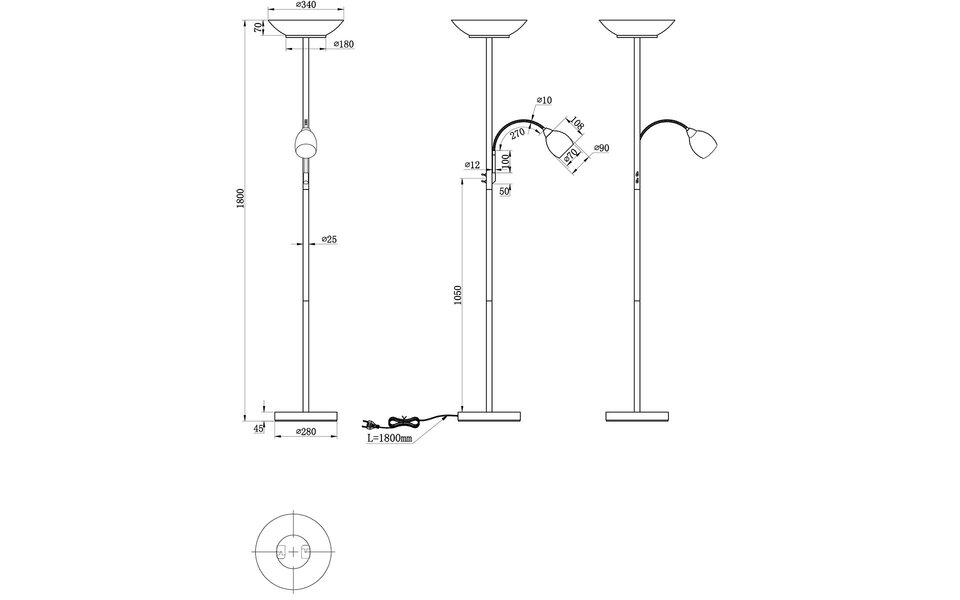 HLW LED Gouden LED Vloerlamp Trion Germin - Mat Goud, Rond, 3 Lichtpunten & Verstelbaar HLW LED Gouden LED Vloerlamp Trion Germin - Mat Goud, Rond, 3 Lichtpunten & Verstelbaar