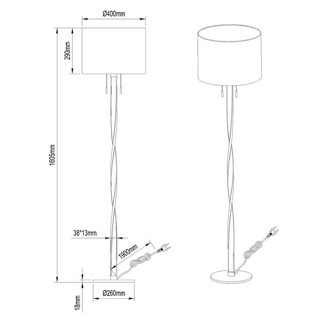 HLW LED LED Floor Lamp Matte Nickel - White Floor Lamp with Warm White 2700K-3000K, 14W LED