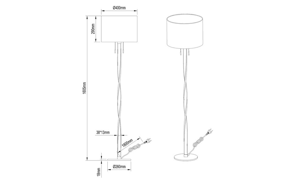 HLW LED LED Floor Lamp Matte Nickel - White Floor Lamp with Warm White 2700K-3000K, 14W LED