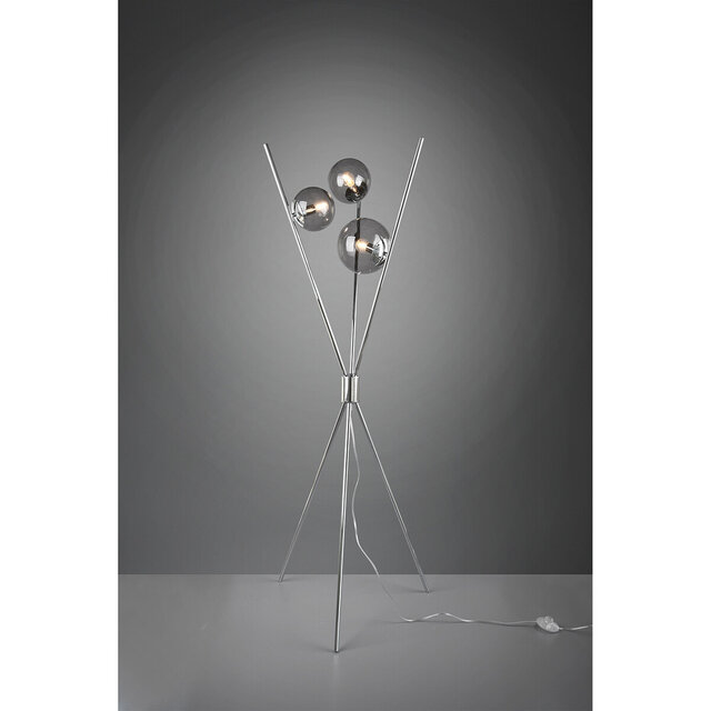 HLW LED LED Vloerlamp Trion Lancia - 3-lichts Mat Chroom Aluminium met E14 Fitting