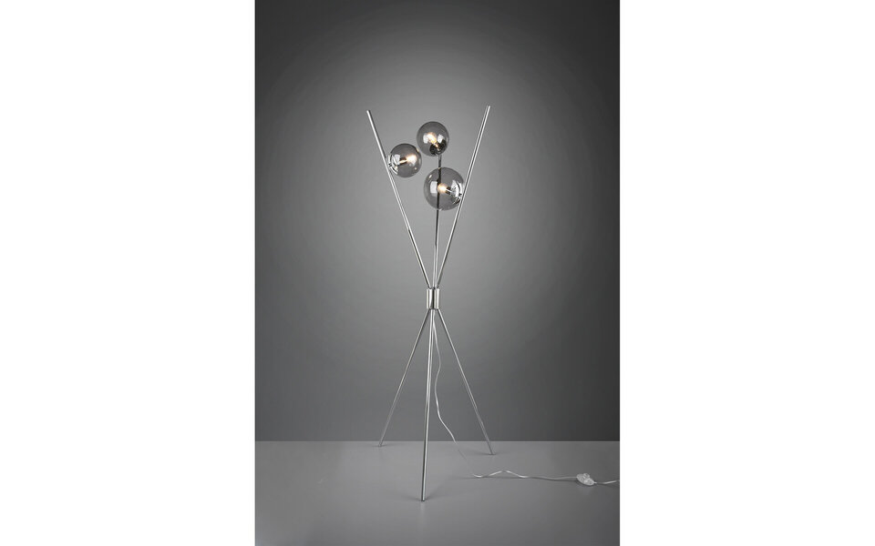 HLW LED LED Vloerlamp Trion Lancia - 3-lichts Mat Chroom Aluminium met E14 Fitting