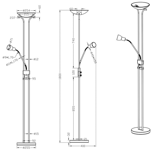 HLW LED White LED Floor Lamp - Dimmable, Warm White 2700K–3000K, 20W LED - Matte Nickel HLW LED White LED Floor Lamp - Dimmable, Warm White 2700K–3000K, 20W LED - Matte Nickel