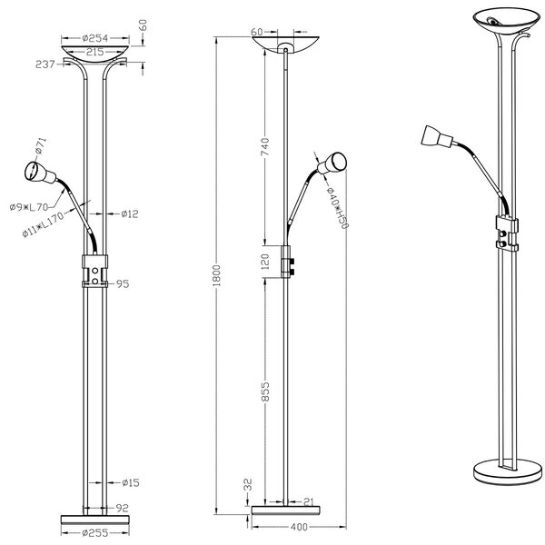 HLW LED Witte LED Vloerlamp - Dimbaar, Warm Wit 2700K–3000K, 20W LED - Mat Nikkel HLW LED Witte LED Vloerlamp - Dimbaar, Warm Wit 2700K–3000K, 20W LED - Mat Nikkel